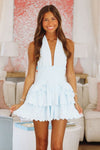 HAZEL & OLIVE I Wanna Dance Eyelet Mini Dress - Light Blue