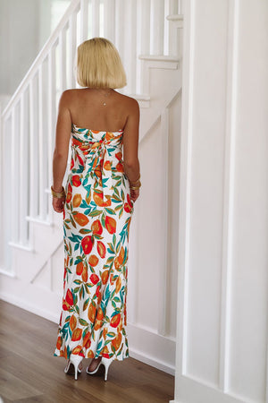 HAZEL & OLIVE In the Grove Maxi Dress - White, Orange and Green