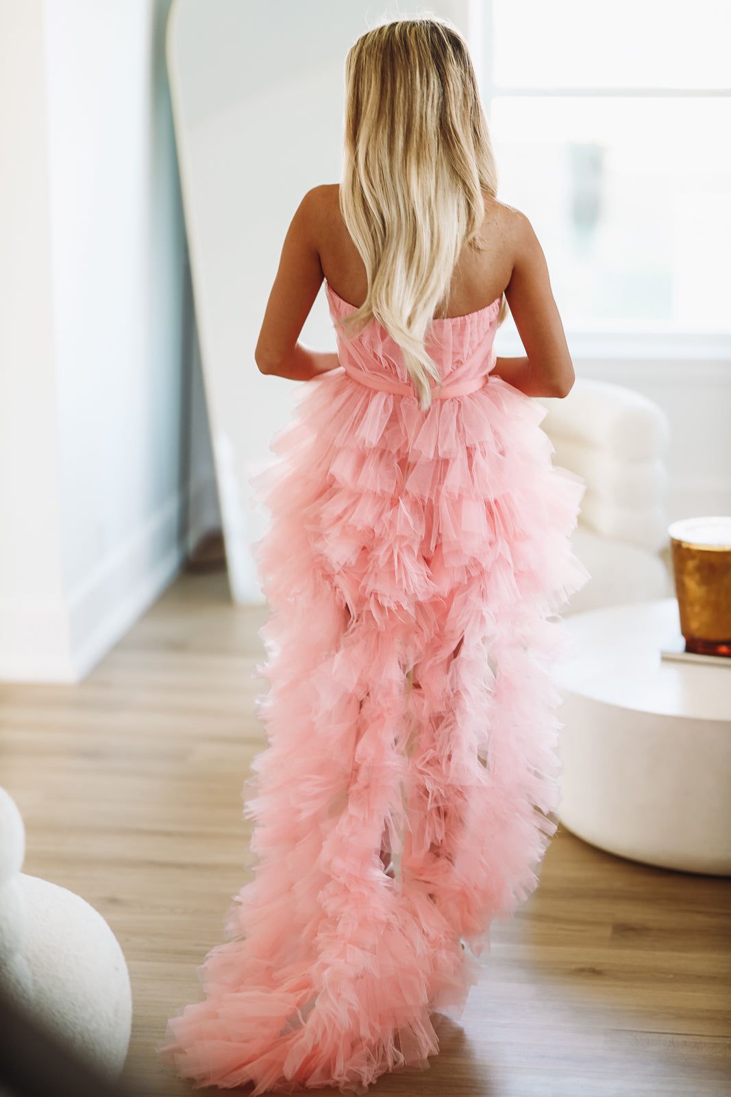 In The Moment High Low Tulle Dress - Blush