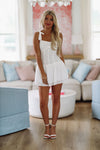 HAZEL & OLIVE Iris Eyelet Romper Dress - White