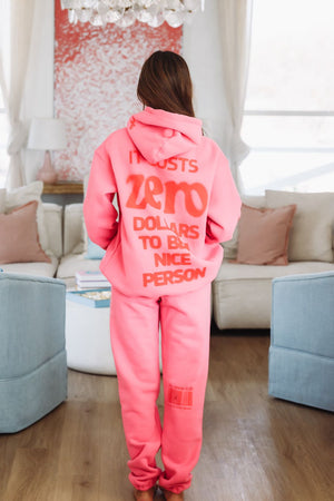 HAZEL & OLIVE It Costs Nothing To Be A Nice Person Sweatpants By Mayfair Group - Pink