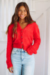 HAZEL & OLIVE It's Forever Bow Cardigan - Red