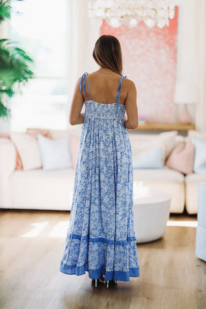 HAZEL & OLIVE Italian Coast Maxi Dress - Blue and White