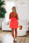 HAZEL & OLIVE Jealous of Me Halter Mini Dress - Coral