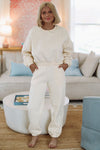 HAZEL & OLIVE Jogger Stay Cozy and Cuddle Sweat Pants  - Cream