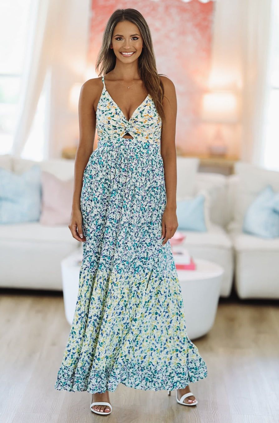 HAZEL & OLIVE Just My Favorite Maxi Dress - Blue and Green