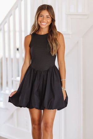 HAZEL & OLIVE Just Stopping By Mini Dress - Black