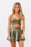 HAZEL & OLIVE Lace Me Up Sports Bra - Army Green