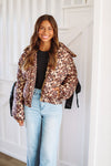 HAZEL & OLIVE Leopard Puffer Jacket - Taupe