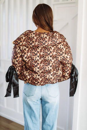 HAZEL & OLIVE Leopard Puffer Jacket - Taupe