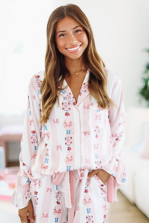 HAZEL & OLIVE Let's Get Cracking Nutcracker Pajama Top - Pink