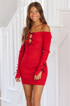 HAZEL & OLIVE Line Up Mini Dress - Crimson Red