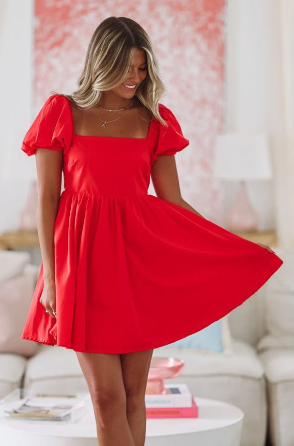 HAZEL & OLIVE Love in the Afternoon Mini Dress - Red