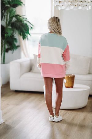 HAZEL & OLIVE Malibu Beach Pullover - Pink, Blue and Mint Green