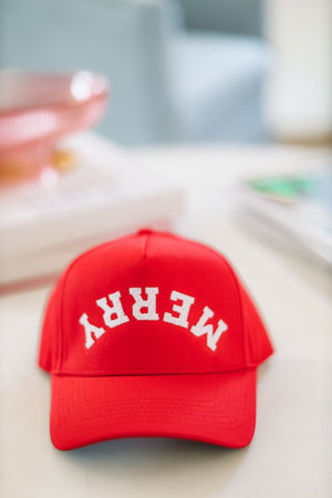 HAZEL & OLIVE Merry Baseball Cap - Red