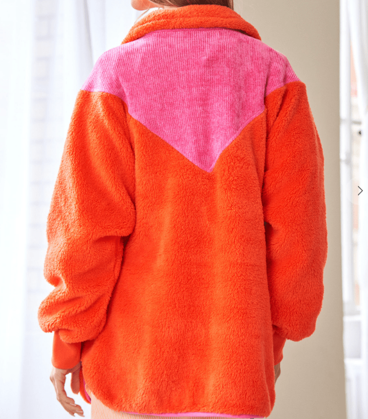 Mountain Vacation Half Zip Pullover - Pink and Orange
