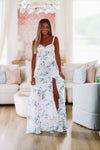 HAZEL & OLIVE Must Be Love Floral Maxi Dress - Blue and White