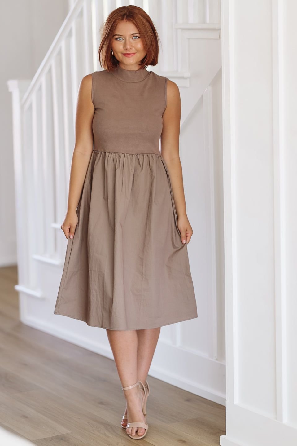 HAZEL & OLIVE My Partner Midi Dress - Mocha