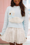 HAZEL & OLIVE My Swan Song Sweater - Blue