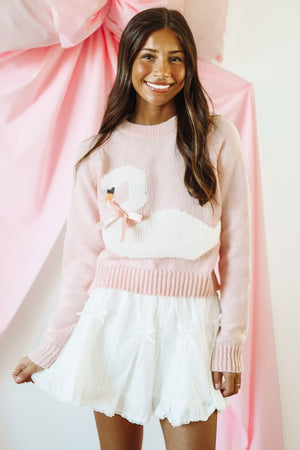 HAZEL & OLIVE My Swan Song Sweater - Pink