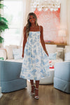 HAZEL & OLIVE Nothing Like It Midi Dress - Blue and White