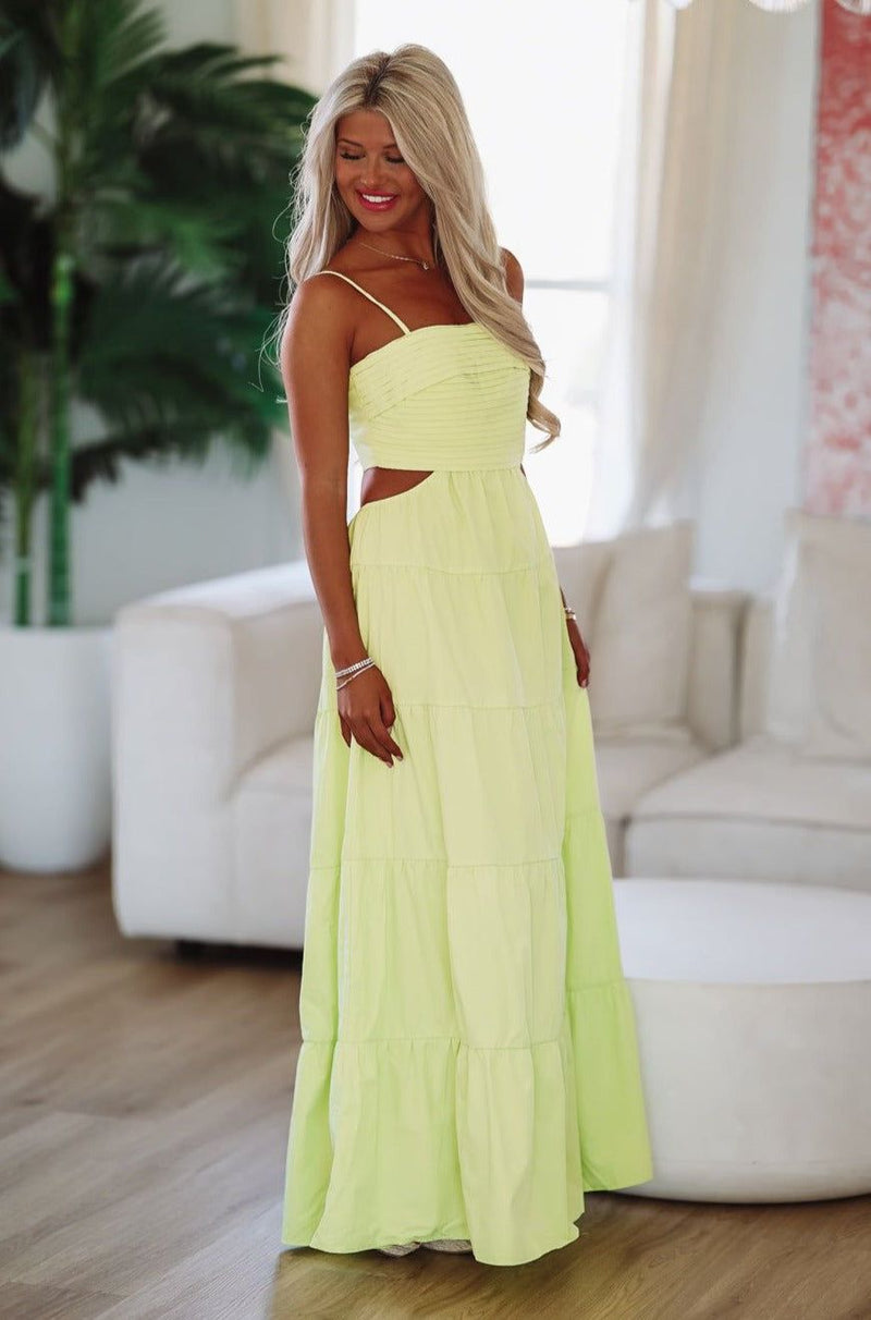 HAZEL & OLIVE One Lucky Girl Maxi Dress - Lime