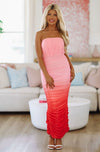 HAZEL & OLIVE Pink Sunsets Maxi Dress - Pink and Orange