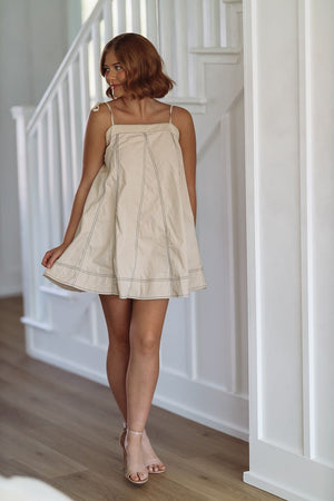 HAZEL & OLIVE Play My Favorite Song Mini Dress - Taupe