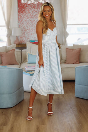 HAZEL & OLIVE Polo Club Worthy Maxi Dress - Blue and White