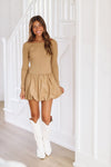 HAZEL & OLIVE Popping Bubbles Mini Dress - Taupe