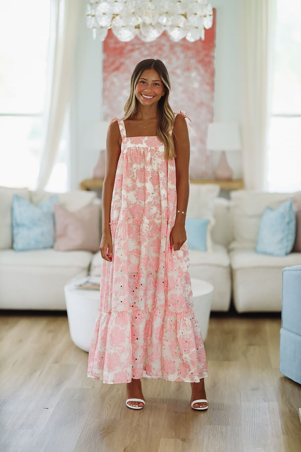 HAZEL & OLIVE Queen of My Heart Maxi Dress - Pink and Cream