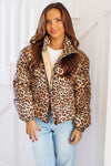 HAZEL & OLIVE Rawr Puffer Jacket - Leopard