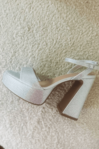 Silver rhinestone platform heels sale