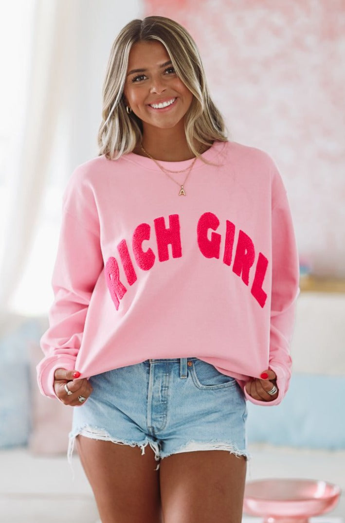 HAZEL & OLIVE Rich Girl Sweatshirt - Pink