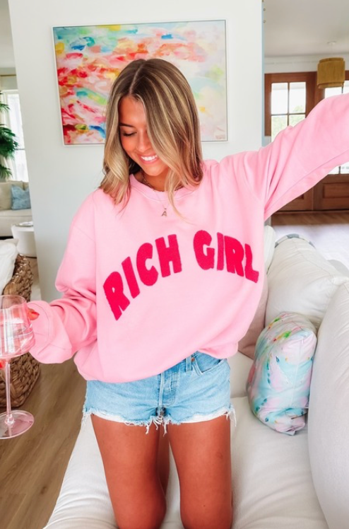 HAZEL & OLIVE Rich Girl Sweatshirt - Pink