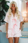 HAZEL & OLIVE Rose Meringue Short and Top Pajama Set - Pink