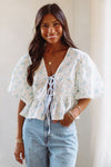 HAZEL & OLIVE Roses in Bloom Crop Top - Blue and White