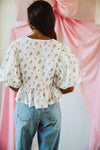 HAZEL & OLIVE Roses in Bloom Crop Top - Pink and White