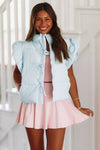 HAZEL & OLIVE Ruffle Bow Puff Vest - Light Blue