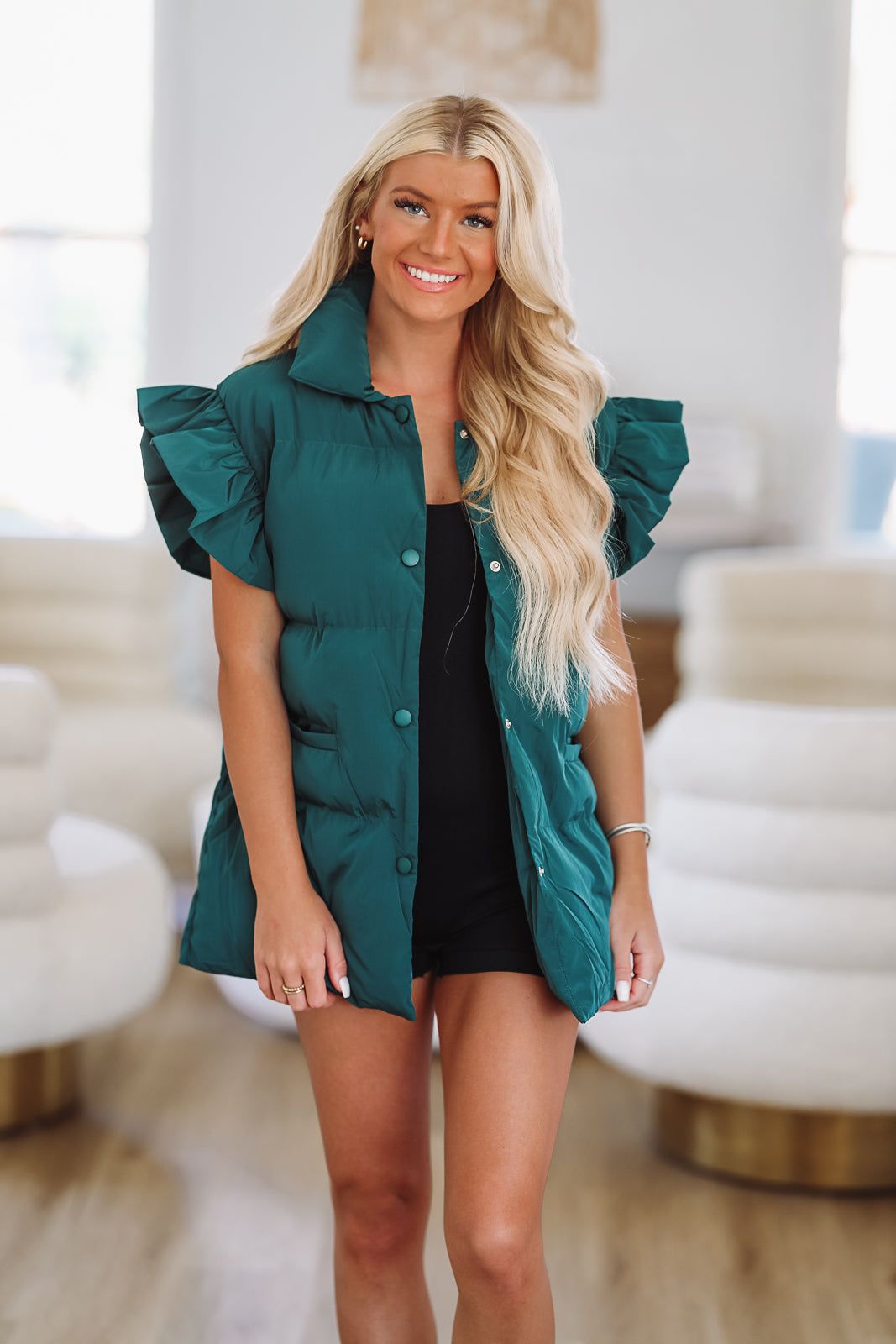 Emerald green cheap puffer vest