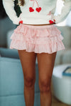 HAZEL & OLIVE Ruffles and Lace Mini Skort - Pink