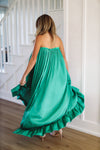 HAZEL & OLIVE Say What You Will High Low Satin Dress - Green