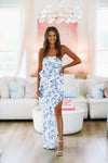 HAZEL & OLIVE Smile At Me Maxi Dress - White and Blue