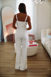 HAZEL & OLIVE Stay Dolled Up Sequin Jumpsuit - White