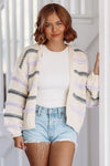 HAZEL & OLIVE Striped Love Cardigan - Ivory