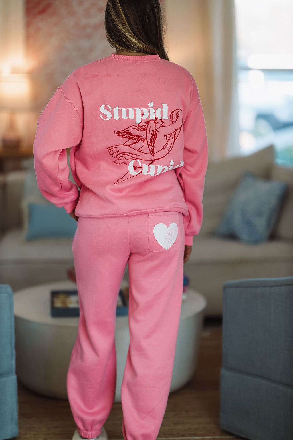 HAZEL & OLIVE Stupid Cupid Sweatshirt - Pink