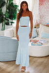 HAZEL & OLIVE Summer Of Me Crop Top and Maxi Skirt Two Piece Set - Light Blue