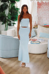 HAZEL & OLIVE Summer Of Me Crop Top and Maxi Skirt Two Piece Set - Light Blue