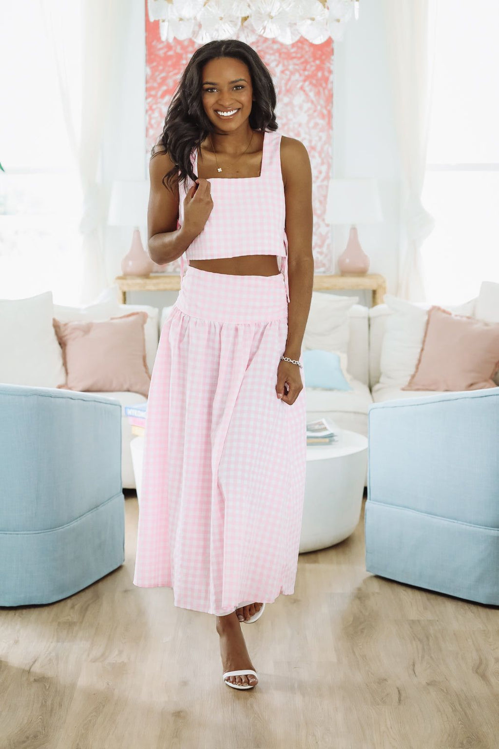 HAZEL & OLIVE Summer Solstice Tank and Midi Skirt Set - Pink