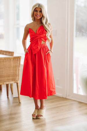 HAZEL & OLIVE Sweet Cherry Midi Dress - Red